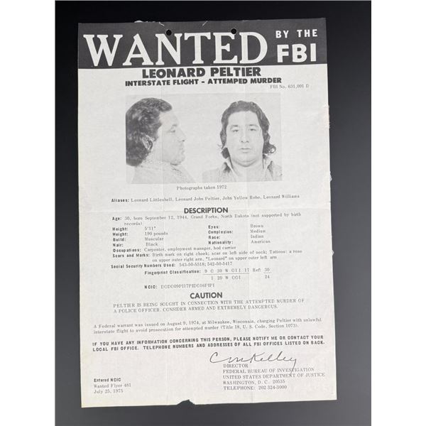 FBI Most Wanted Poster Leonard Peltier