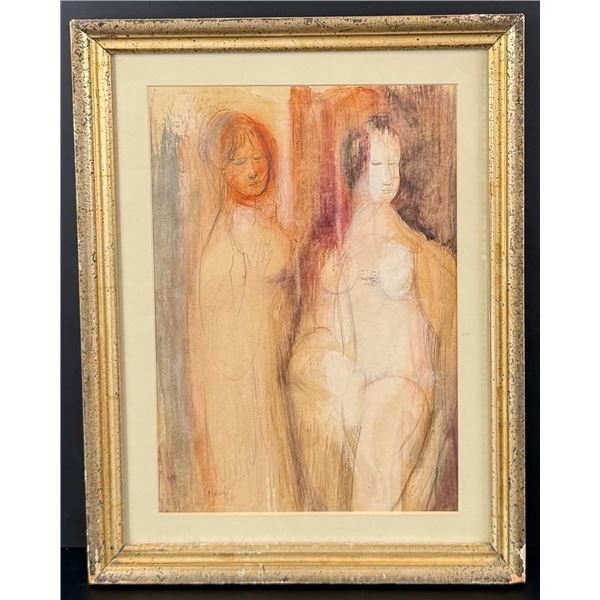 1960 Pucci Abstract Nude Watercolor Painting