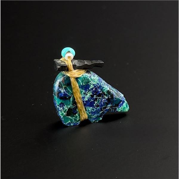 Zuni Carved Azurite and Malachite Bear Fetish