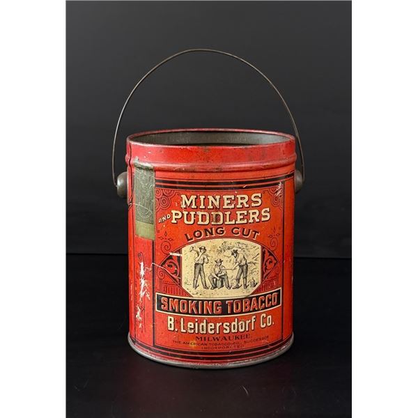 Miners and Puddlers Long Cut Tobacco Tin Pail Can