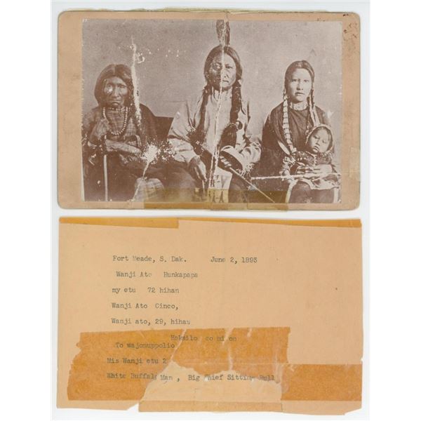 Chief Sitting Bull and Family Cabinet Indian Photo