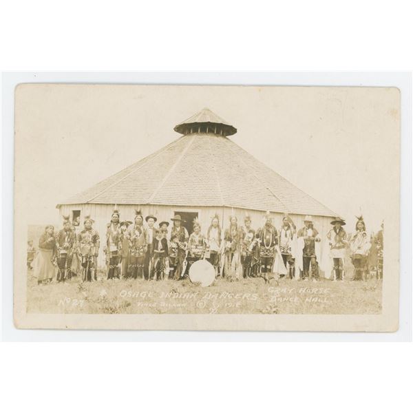 Osage Indians Gray Horse Dance Hall RPPC Postcard