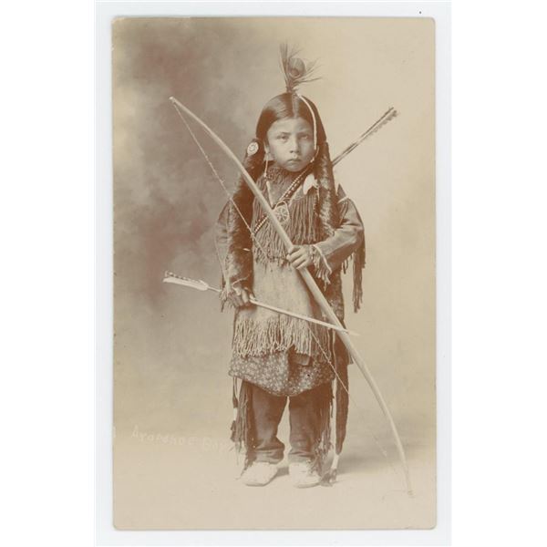 Arapaho Boy Indian RPPC Postcard