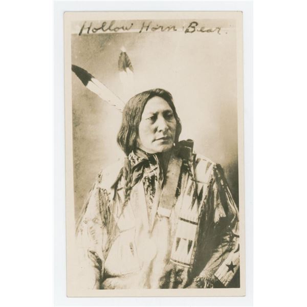 Hollow Horn Bear Indian RPPC Postcard