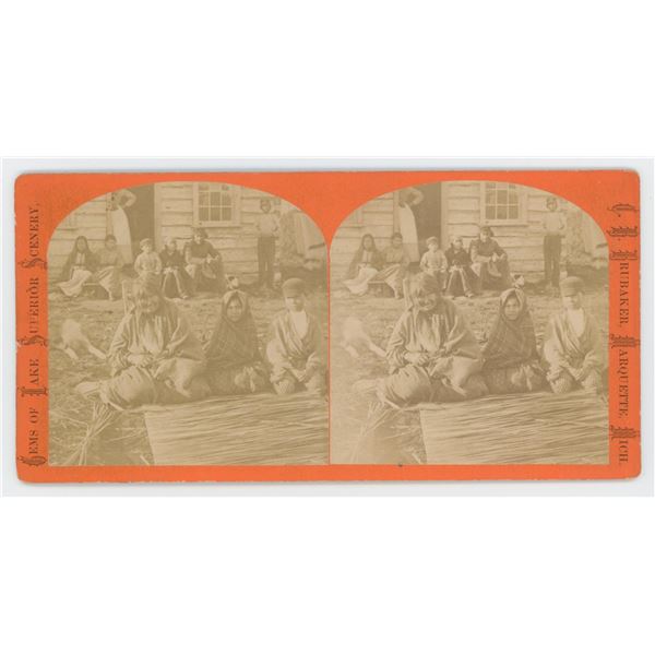 Brubaker & Marquette Chippewa Indian Stereoview