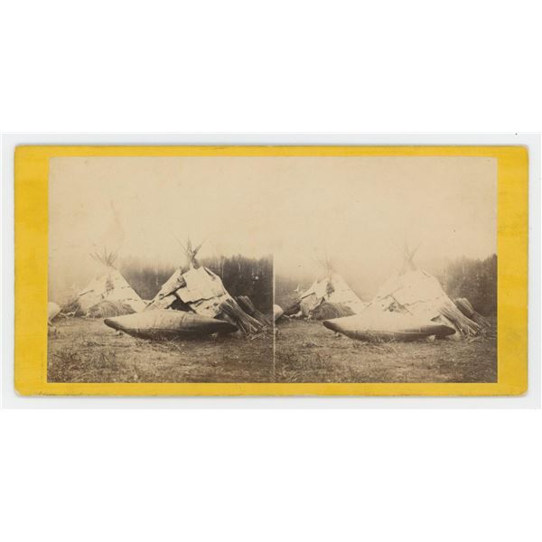 Chippewa Indian Wigwams Stereoview