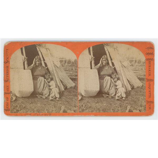 Brubaker & Marquette Nokomis Indian Stereoview