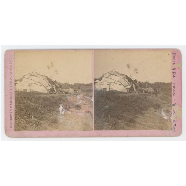 Manitoba Canada Wigwam Indian Stereoview