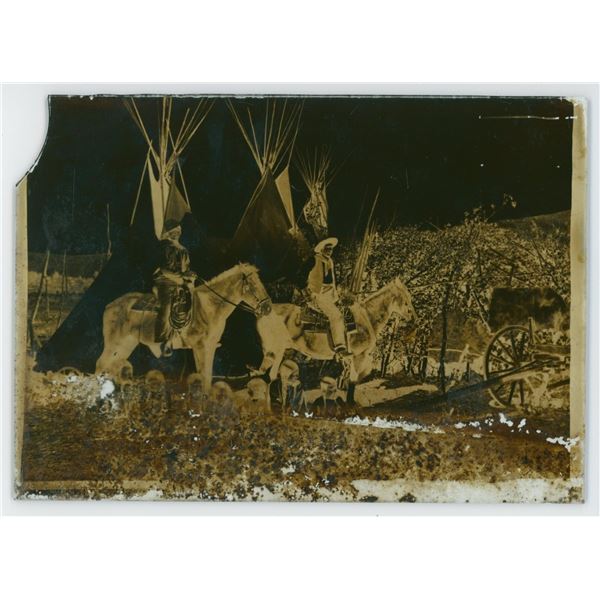Cowboys and Indians Glass Photo Negative