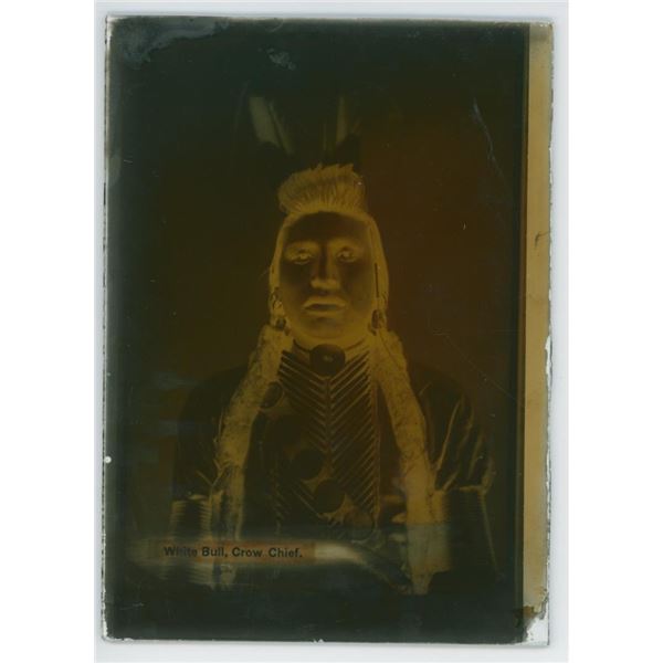 White Bull Crow Indian Chief Glass Photo Negative