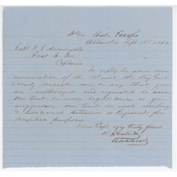 Howell Cobb Confederate Supply Requisition Letter