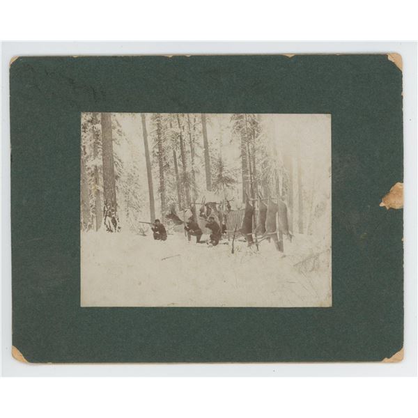 Men Shooting Deer Hunting Cabinet Photo