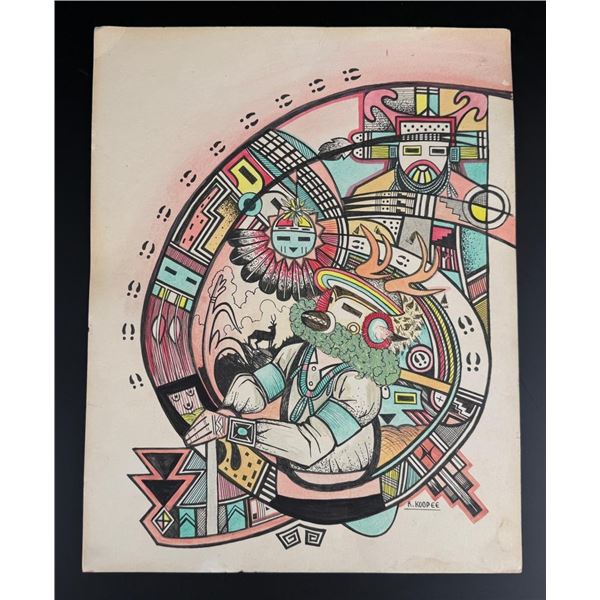 Ron Koopee Hopi Indian Kachina Drawing