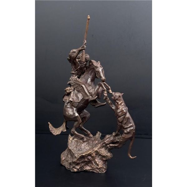 Charles M Russell Lion and Trapper Bronze