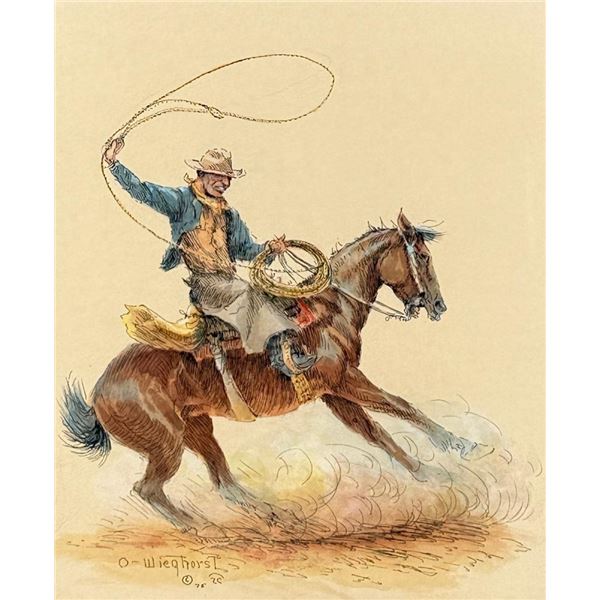 Olaf Wieghorst Roping Cowboy Painting