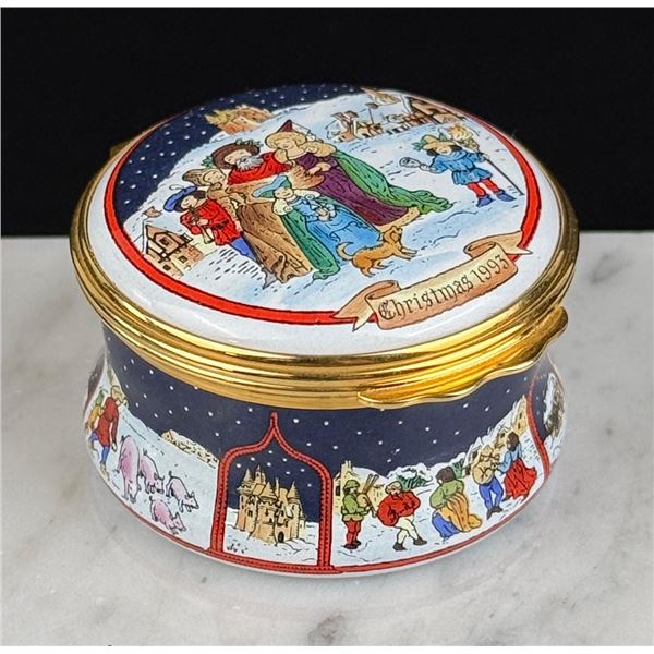 Halcyon Days Enamel Christmas 1993 Trinket Box