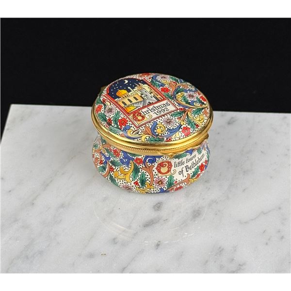 Halcyon Days Enamel Christmas 1992 Trinket Box