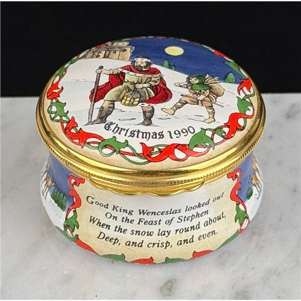 Halcyon Days Enamel Christmas 1990 Trinket Box