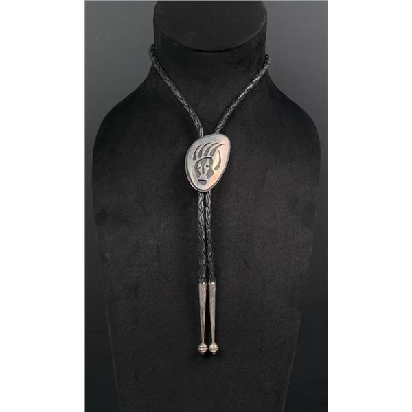 Hopi Sterling Silver Bear Claw Bolo Tie