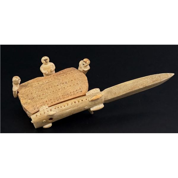 Alaskan Inuit Eskimo Walrus Ivory Cribbage Board