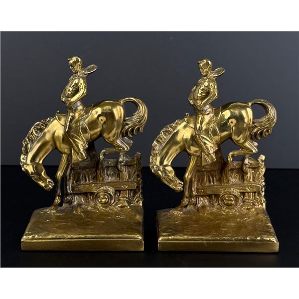 PM Craftsman Bucking Bronco Cowboy Bookends