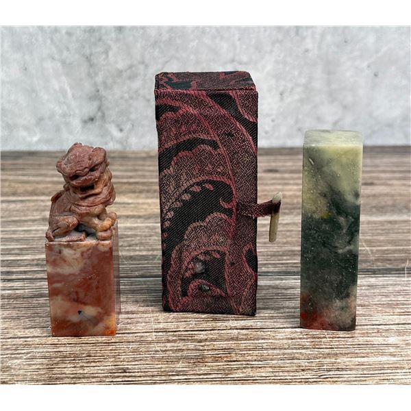 Chinese Soapstone Chop Foo Dog Seal Stamps
