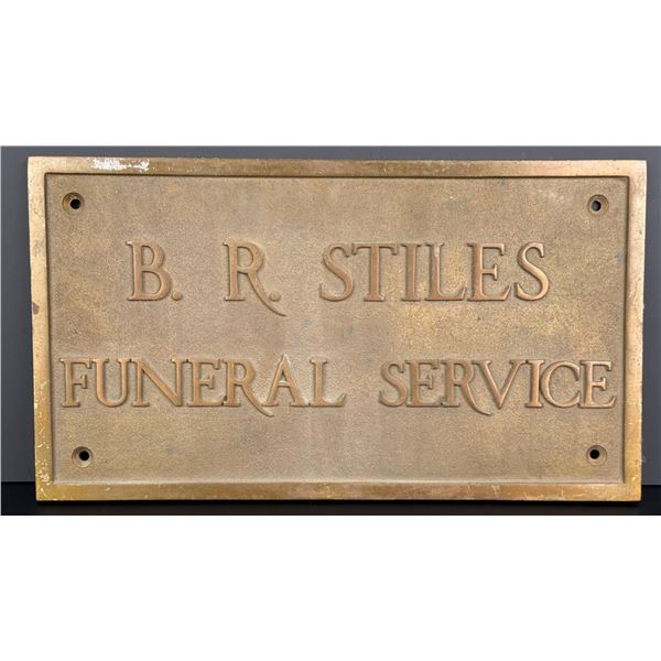BR Stiles Funeral Home Bronze Sign