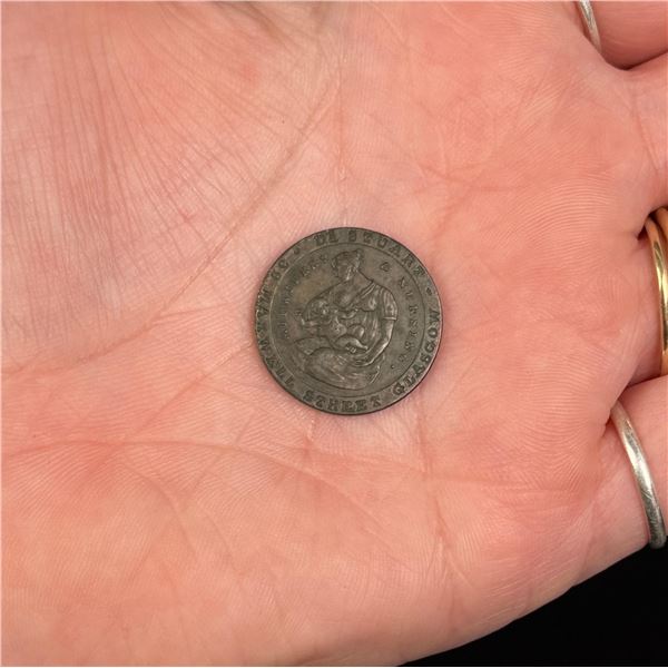 1841 British Copper Farthing Glasgow Token Coin
