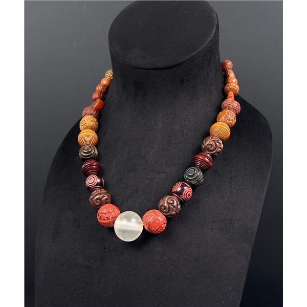 Meiji Japanese Ojime Bead Necklace