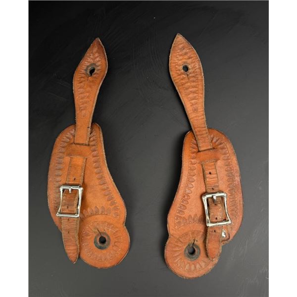 Pair of Tooled Leather Cowboy Spur Straps