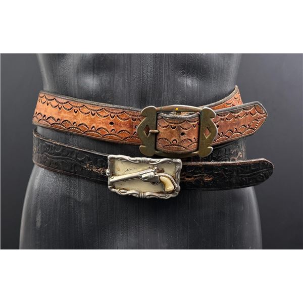 Lot of Vintage Montana Cowboy Tooled Leather Belts