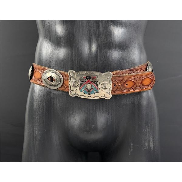 Frontier Buckles Nickle Silver Tooled Cowboy Belt