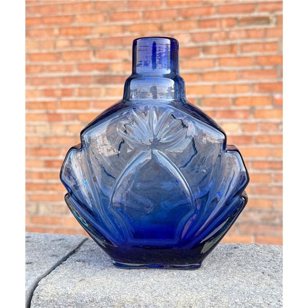 Antique Blown in Mold Cobalt Glass Flask