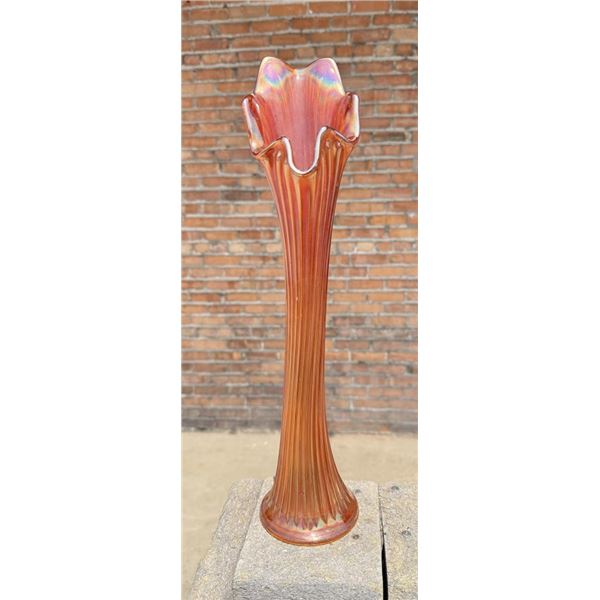 Marigold Fenton Carnival Glass Swung Vase