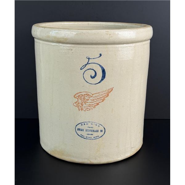 5 Gallon Red Wing Union Stoneware Crock
