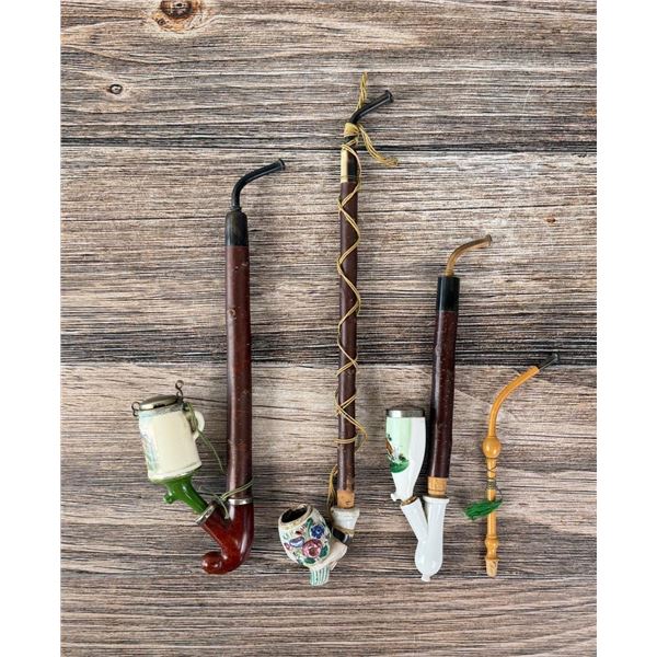 Group of Tyrolean Black Forest Porecelain Pipes