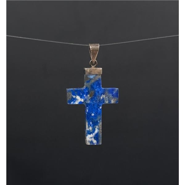 .950 Silver Lapis Lazuli Cross Pendant