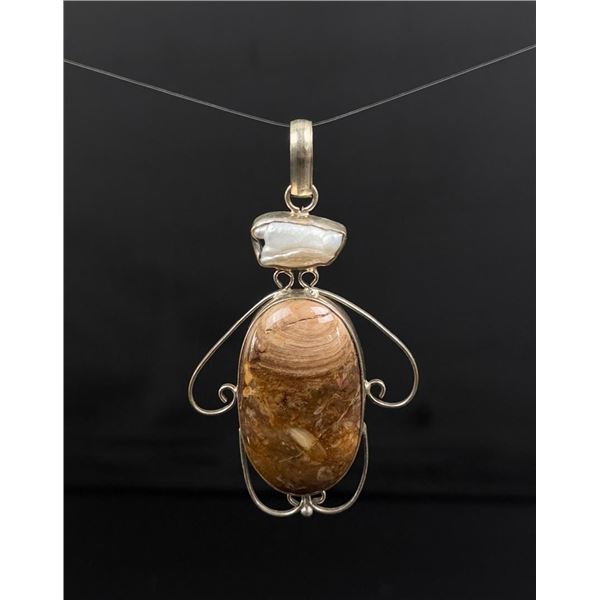 Sterling Silver Fossil Pearl Pendant