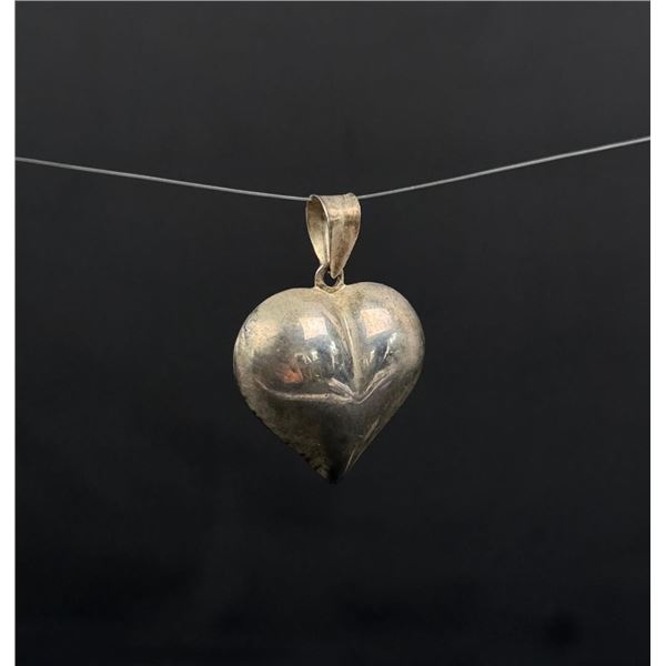 Sterling Silver Puff Heart Pendant