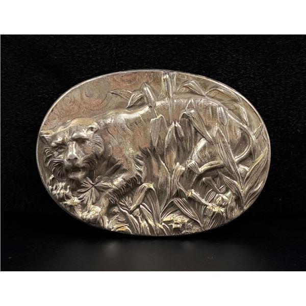 Art Nouveau Sterling Silver Tiger Brooch