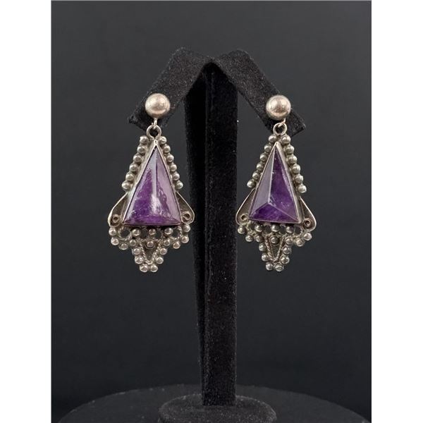 Taxco Mexico Sterling Silver Amethyst Earrings