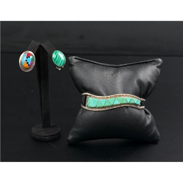 Group of Zuni Sterling Silver & Turquoise Jewelry