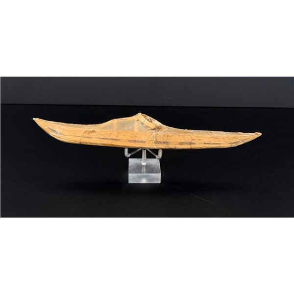 Alaskan Inuit Eskimo Miniature Skin Canoe Model