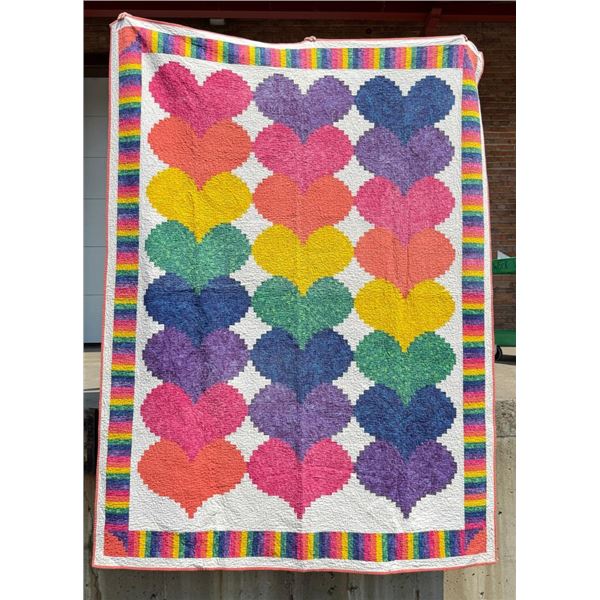 Rainbow Heart Patch Quilt
