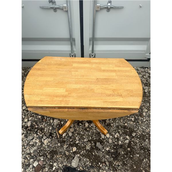 Round Drop-Leaf Wooden Pedestal Table