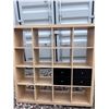 Image 1 : 15-Cube Wood Storage Shelf With Four Black Drawers