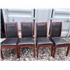 Image 1 : 4 Wood Dining Chairs with Black Faux Leather Seats