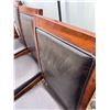 Image 5 : 4 Wood Dining Chairs with Black Faux Leather Seats