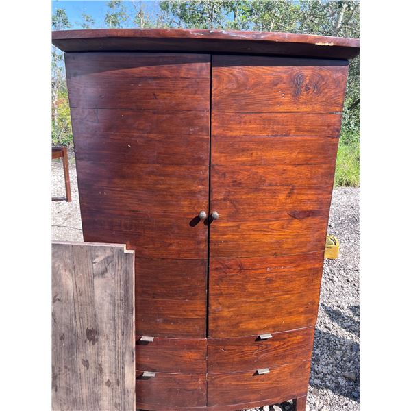 Wooden Two-Door Cabinet With Drawers