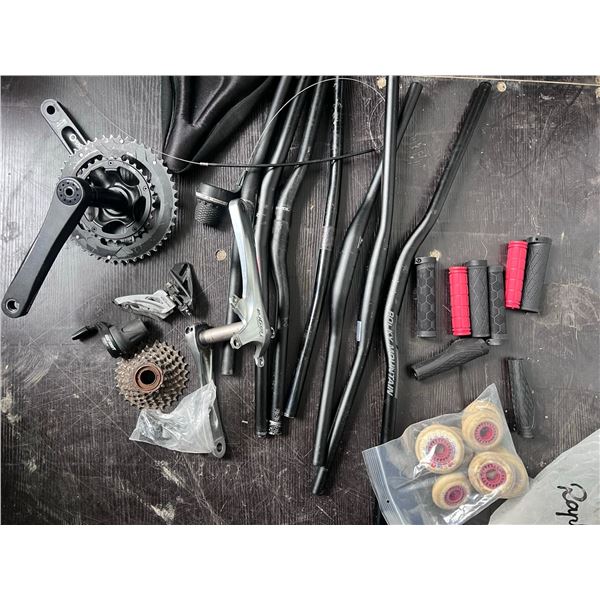 Bicycle Parts Lot With Crankset, Handlebars & Grips